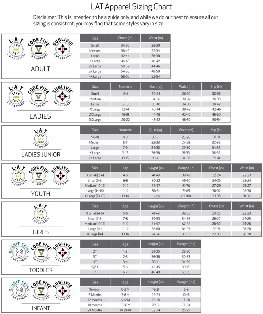 Lat Size Chart Custom T Shirts From Monkey In A Dryer A Custom