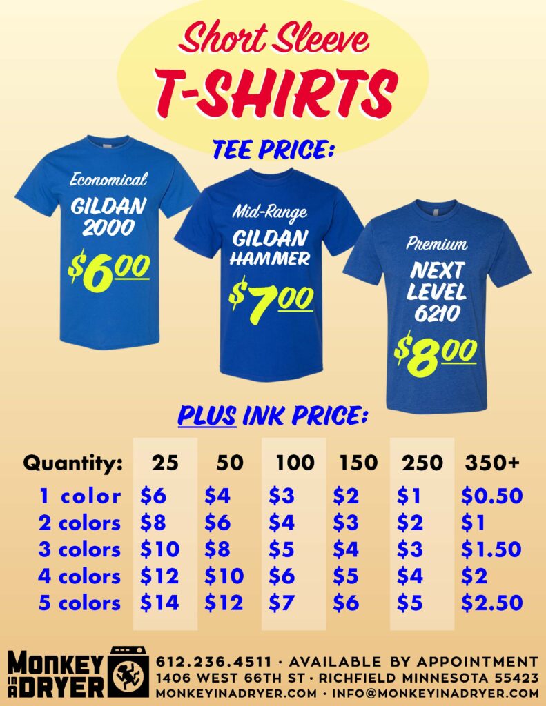 custom t-shirts minneapolis price list